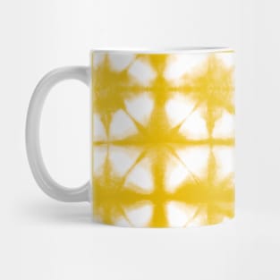 Yellow and white shibori itajime tie dyed Mug